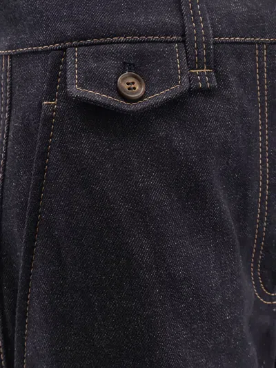 Brunello Cucinelli The Sartorial Square Jeans With Contrasting Stitiching In Blue