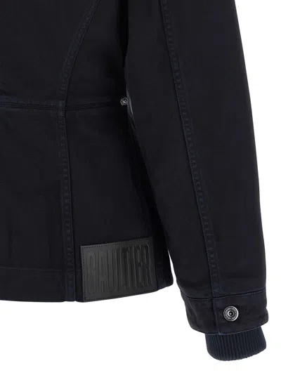 Jean Paul Gaultier The Slit Denim Puffer Jackets Blue In Blue