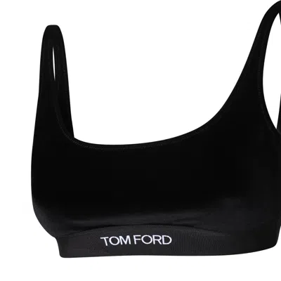 Tom Ford Stretch Lustrous Velour Signature Bralette Clothing In Black