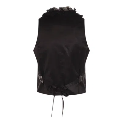 Alexander Mcqueen Lace Trimmed Satin Top With Adjustable Straps In Black