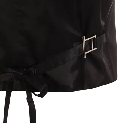 Alexander Mcqueen Lace Trimmed Satin Top With Adjustable Straps In Black