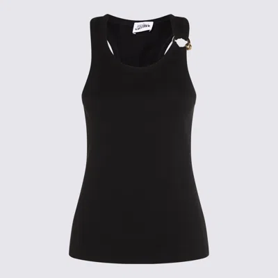 Jean Paul Gaultier Tank Top With Gold-tone Hardware And Ribbed Texture In Black