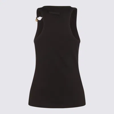 Jean Paul Gaultier Tank Top With Gold-tone Hardware And Ribbed Texture In Black