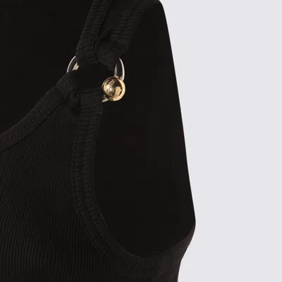 Jean Paul Gaultier Tank Top With Gold-tone Hardware And Ribbed Texture In Black