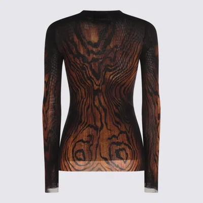 Jean Paul Gaultier Sheer Tulle Wood Top In Brown