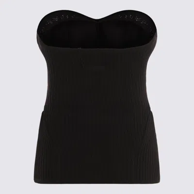 Jean Paul Gaultier Fitted Wool-blend Ribbed Knit Top In Black