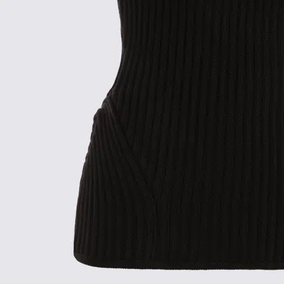 Jean Paul Gaultier Fitted Wool-blend Ribbed Knit Top In Black