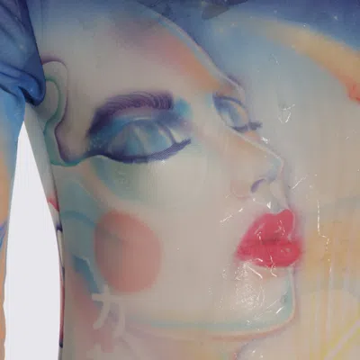 Casablanca Artistic Sleeve Print With Sheer High Neck In Multi
