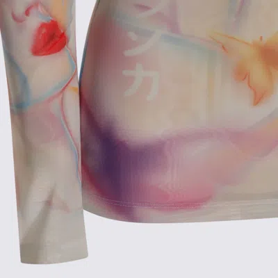 Casablanca Artistic Sleeve Print With Sheer High Neck In Multi