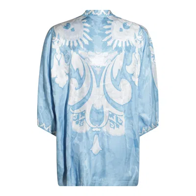 Etro Paisley Print Casual Kimono Top In Blue