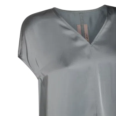 Rick Owens Sleeves Satin V-neckline High-low Hem In Blue