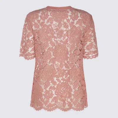 Dolce & Gabbana Women Dg Floral Lace Top In Pink