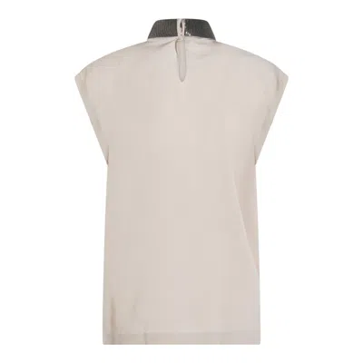 Brunello Cucinelli Top Silver Beige In Multi