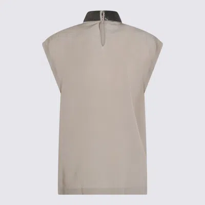 Brunello Cucinelli Keyhole Back Cap Sleeved Top In Multi