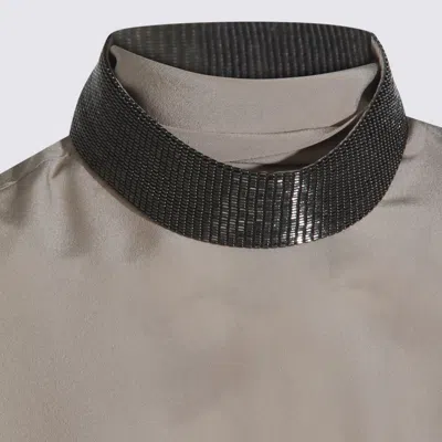 Brunello Cucinelli Keyhole Back Cap Sleeved Top In Multi