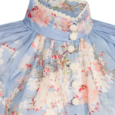 Zimmermann Cascadian Lace-trimmed Floral-print Ramie Blouse In Multi