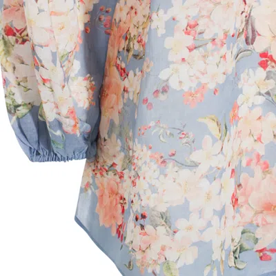 Zimmermann Cascadian Lace-trimmed Floral-print Ramie Blouse In Multi