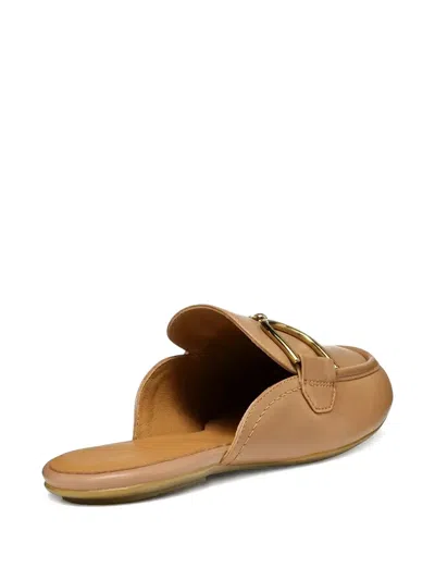 Geox Palmaria Leather Flat Mules In Neutral