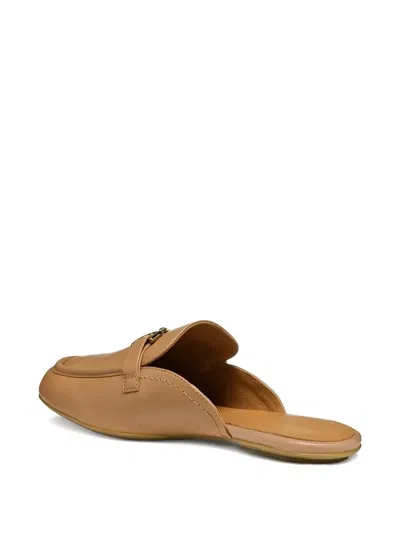 Geox Palmaria Leather Flat Mules In Neutral