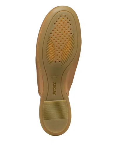 Geox Palmaria Leather Flat Mules In Neutral