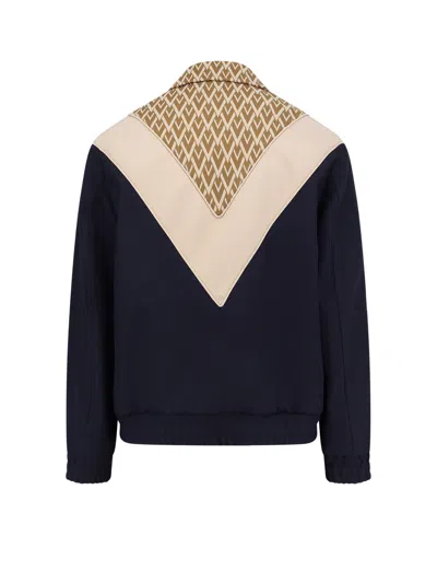Valentino Wool And Cotton Jacket With Chevron Pattern In Multi