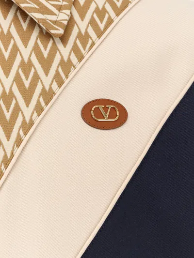 Valentino Wool And Cotton Jacket With Chevron Pattern In Multi