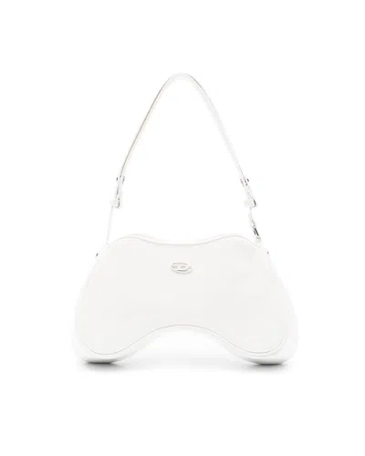 Diesel Play-glossy Shoulder Bag In White