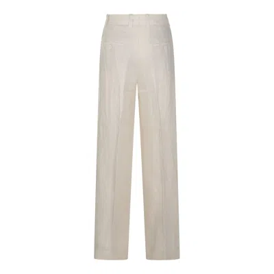 Incotex Trousers Linen Wide Leg In Neutral