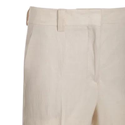Incotex Trousers Linen Wide Leg In Neutral