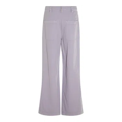 Brunello Cucinelli Violet Pants With Monil Detail On The Loop And Wide Leg In Cotton And Linen Blend Woman In Gray