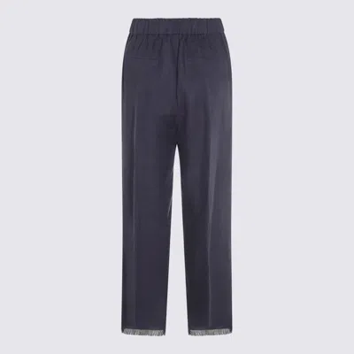 Antonelli Blue Linen Pants In Blue