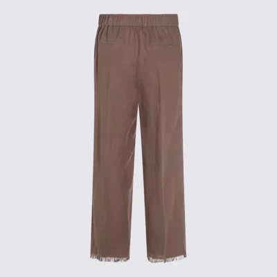 Antonelli Brown Linen Pants In Brown