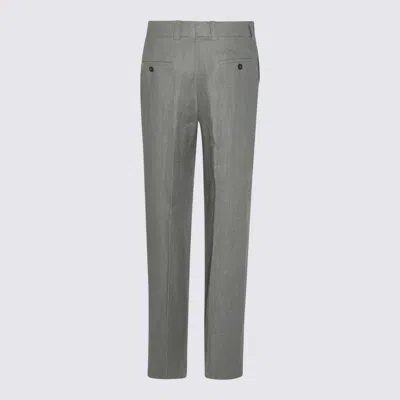 Incotex Grey Linen Pants In Gray