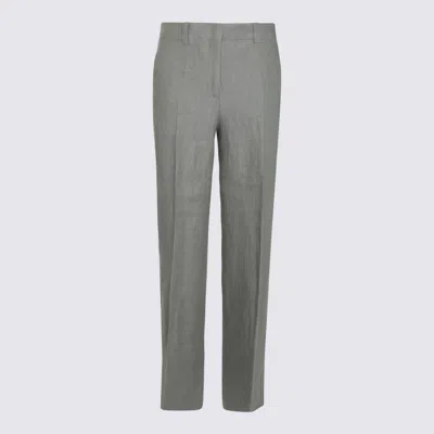 Incotex Grey Linen Pants In Gray