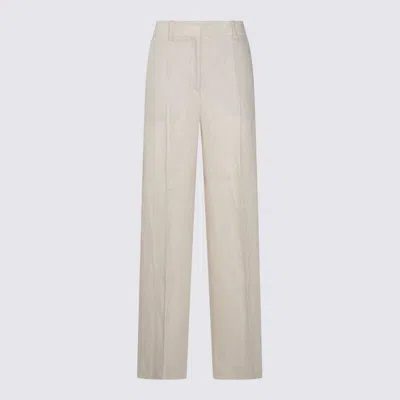 Incotex Trousers Linen Wide Leg In Metallic