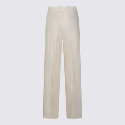 Incotex Trousers Linen Wide Leg In Metallic