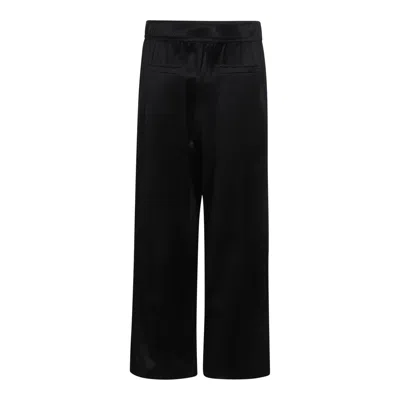 Brunello Cucinelli Satin Elastic Waistband Trousers With Back Pockets In Black