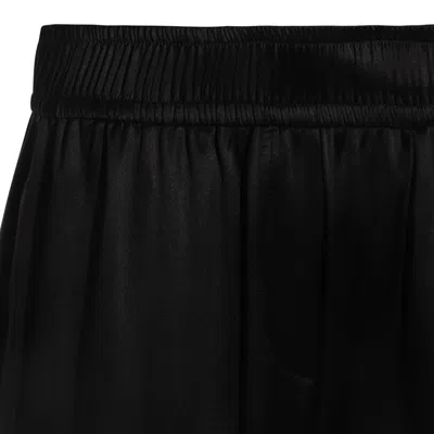 Brunello Cucinelli Satin Elastic Waistband Trousers With Back Pockets In Black
