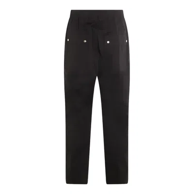 Rick Owens Straight Leg Trousers Eyelet Accents In Black