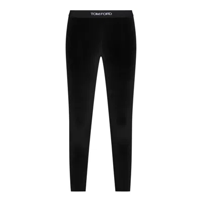 Tom Ford Velour Leggings Trousers Stretch Waistband Slim In Black