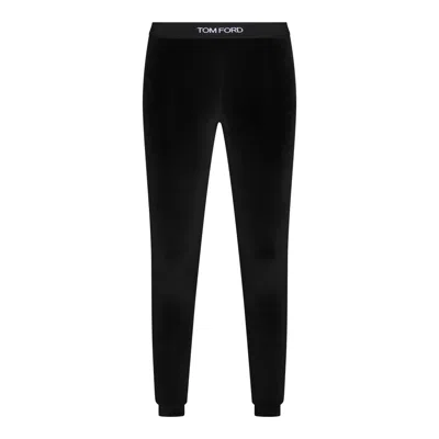 Tom Ford Velour Leggings Trousers Stretch Waistband Slim In Black