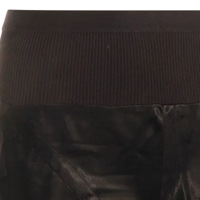 Rick Owens High Waist Wide Leg Trousers With Satin Finish In Black