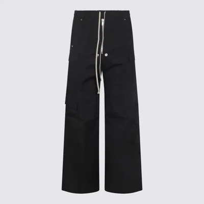 Rick Owens Mens Black Cargobelas Multi-pockets Wide-leg Relaxed-fit Stretch-cotton Trousers In Black