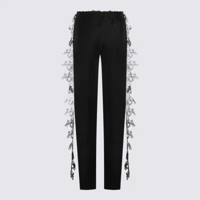 Blumarine Slim Fit High Waist Lace Detailing Trousers In Black