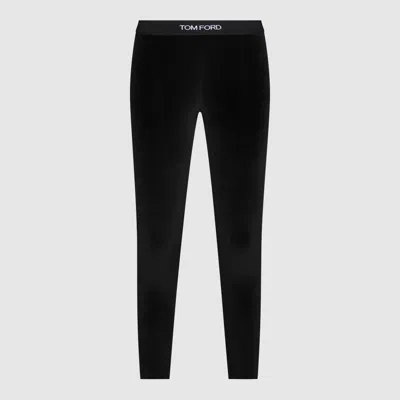 Tom Ford Velour Leggings Trousers Stretch Waistband Slim In Black