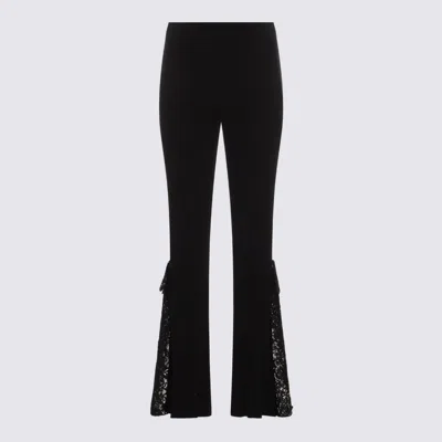 Blumarine Knit Insert Lace Pants In Black