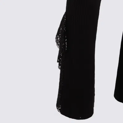Blumarine Knit Insert Lace Pants In Black