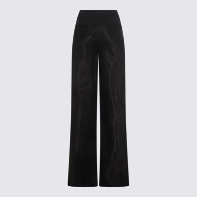 Rick Owens High Waist Wide Leg Trousers With Satin Finish