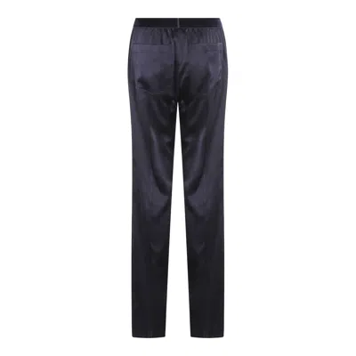 Tom Ford Dark Navy Silk Pants In Blue