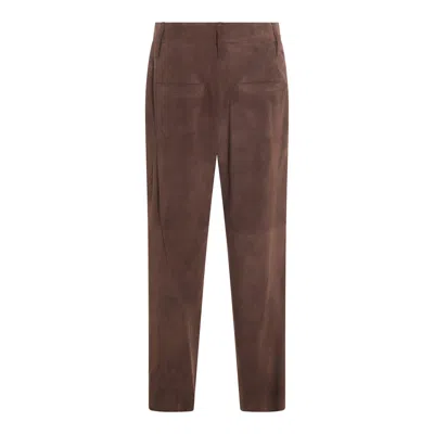 Brunello Cucinelli Trousers Front Pleats Belt Loops In Brown